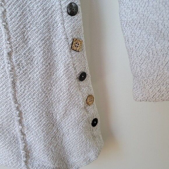 SOFT SURROUNDINGS Cowl Neck Sweater Light Gray Button Detail Size XS - Picture 5 of 11